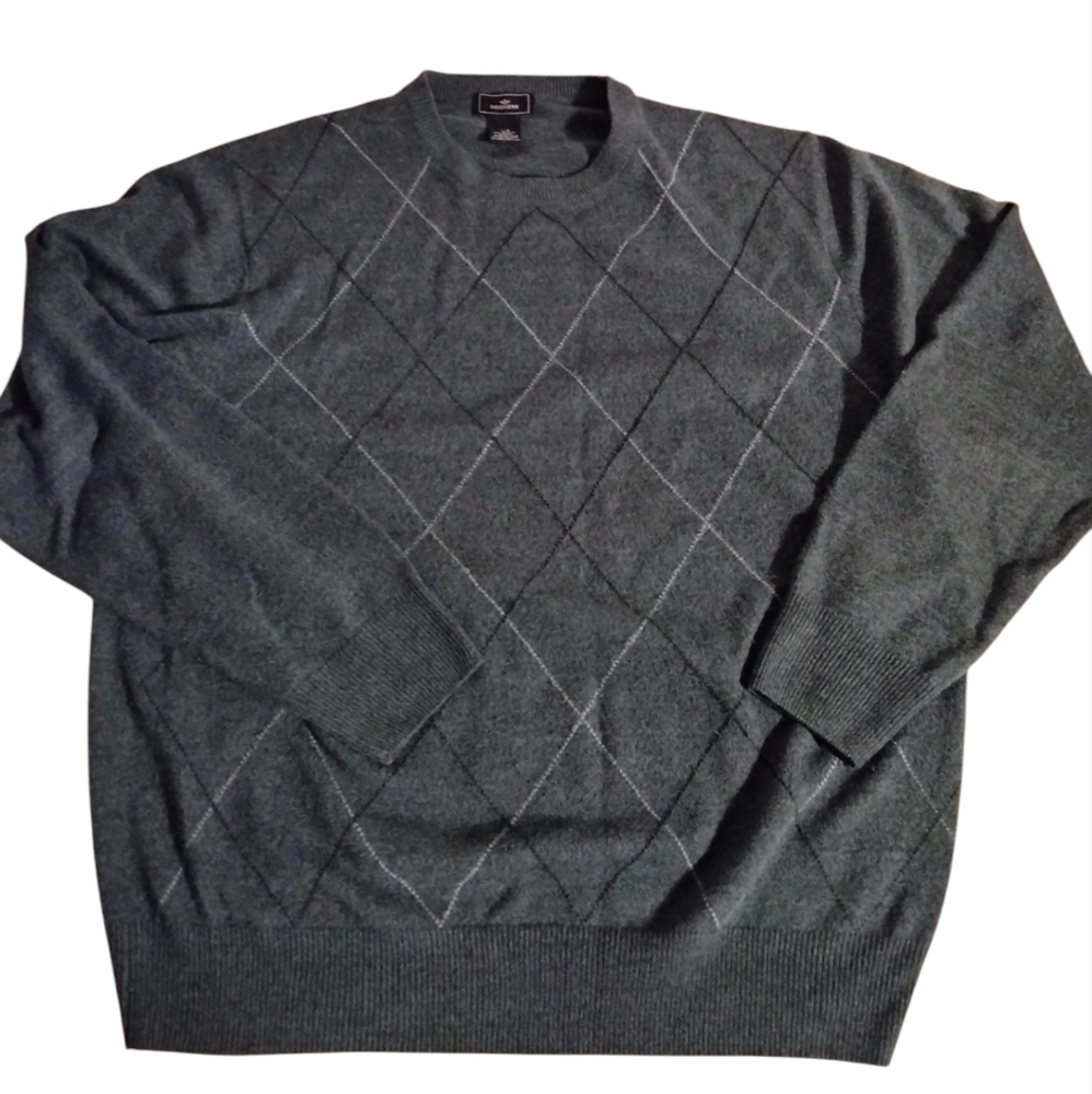 Dockers Men's Blue Gray Argyle Sweater Size L Preppy Winter Classic Fall Casual